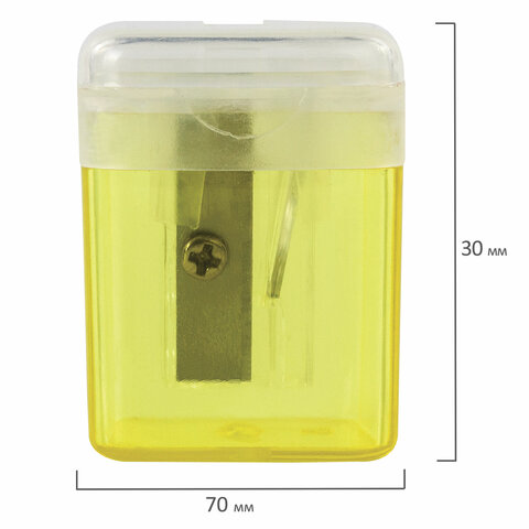 Точилка STAFF "College" PS-533, с контейнером и крышкой, прямоугольная, тонированный ассорти, 226533