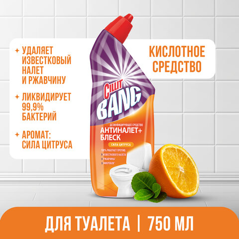 Средство для уборки туалета дезинфицирующее 750 мл CILLIT BANG "Антиналет+Блеск", Сила Цитруса, 07820, 8149770