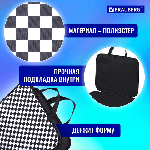 Папка на молнии с ручками BRAUBERG А4, 1 отделение, полиэстер, 20 мм, "Black and White", 272172