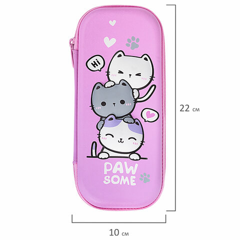 Пенал BRAUBERG, 1 отделение, 1 откидная планка, EVA, 22х10х5 см, "Cat tower", 272334