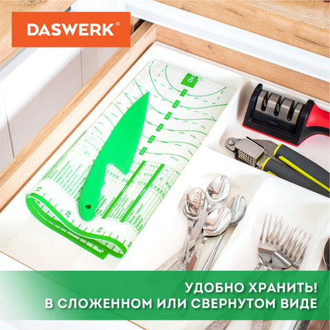 Коврик силиконовый для раскатки/запекания 46х66 см, зеленый, ПОДАРОК пластиковый нож, DASWERK (ДАСВЕРК), 608428