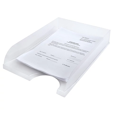 Лоток горизонтальный для бумаг BRAUBERG "Standard", 350х253х65 мм, прозрачный, 238349