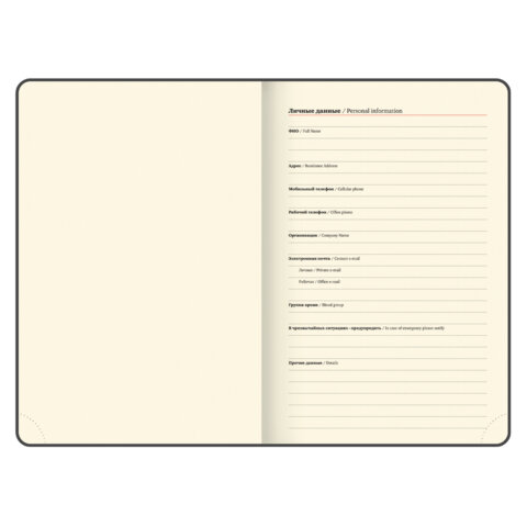 Ежедневник датированный 2026, А5, 138x213 мм, BRAUBERG "Optimal", под кожу, резинка, держатель для ручки, черный, 117465