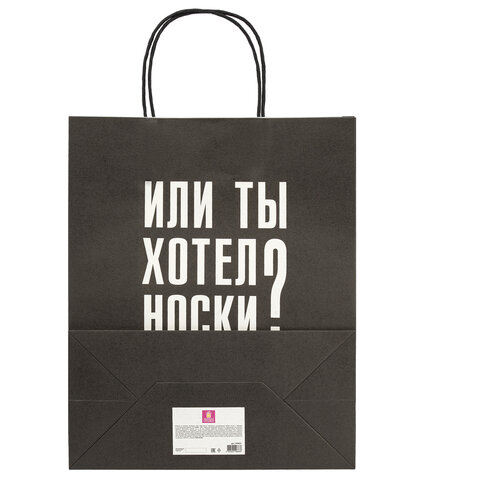 Пакет подарочный (1 штука) 26х13х32 см (L) "Man Funny Notes", ассорти, крафт, ЗОЛОТАЯ СКАЗКА, 700823