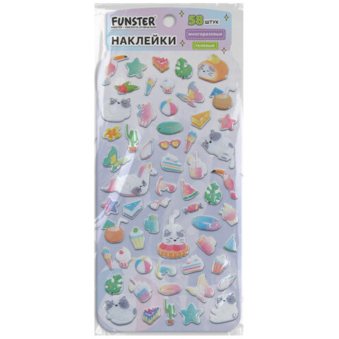 Наклейки гелевые "Вкусный микс", 17,5х9 см, ассорти 6 видов, FUNSTER (ФАНСТЕР), 666082