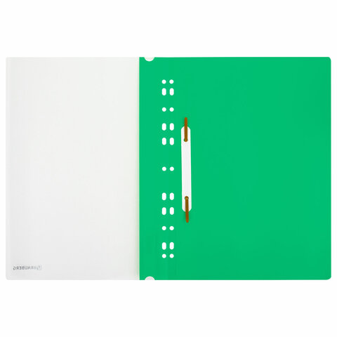 Скоросшиватель пластиковый с перфорацией BRAUBERG EXTRA, А4, 140/180 мкм, зеленый, 272896