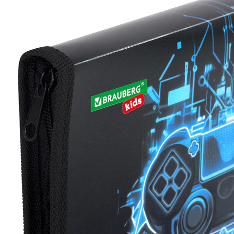 Папка для тетрадей BRAUBERG KIDS А5, 1 отделение, пластик, молния вокруг, "Digital gamepad", 273326