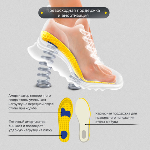 Стельки для обуви АНАТОМИЧЕСКИЕ СУПЕРДЫШАЩИЕ, материал EVA, размер RU 34-40 / EU 35-41, с линиями выреза, SHEGRA (ШЕГРА), 700750