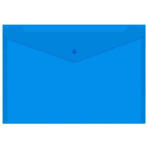 Папка-конверт с кнопкой прозрачная А4, BRAUBERG "UNIVERSAL", до 100 листов, синяя, 0,15 мм, 273071