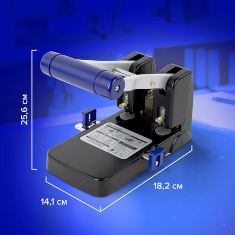 Дырокол металлический МОЩНЫЙ BRAUBERG "EXTRA Heavy duty", до 110 листов, черно-синий, 272721