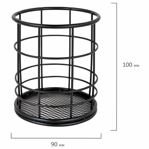 Органайзер стаканчик для косметики и мелочей MONTE VITA (МОНТЕ ВИТА), металлический, 100х90 мм, черный, 272487