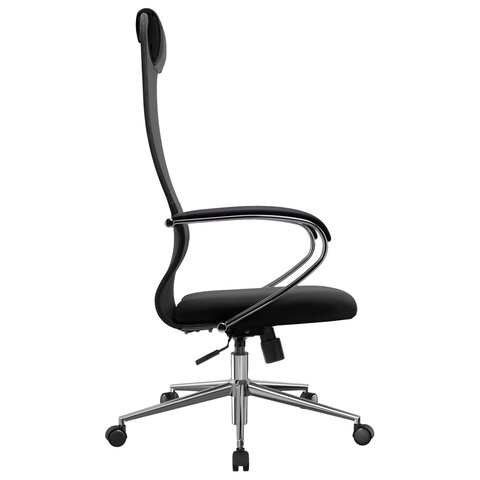 Кресло офисное МЕТТА "SU-B-8" хром, ткань-сетка, сиденье мягкое, черное