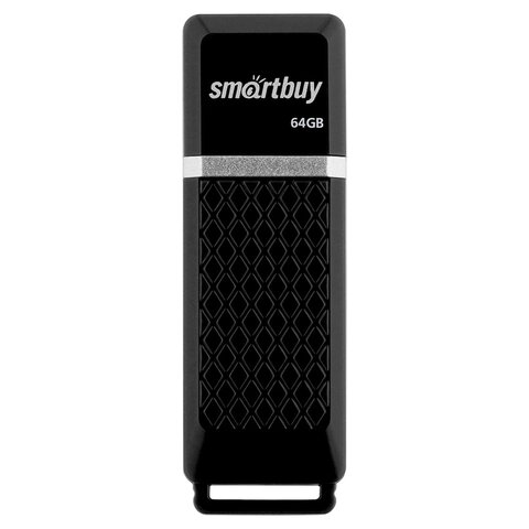Флеш-диск 64 GB SMARTBUY Quartz USB 2.0, черный, SB64GBQZ-K