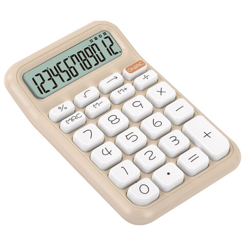 Калькулятор настольный BRAUBERG KW-500-BG (93x148 мм), 3D-кнопки, 12 разрядов, бежевый, 272955
