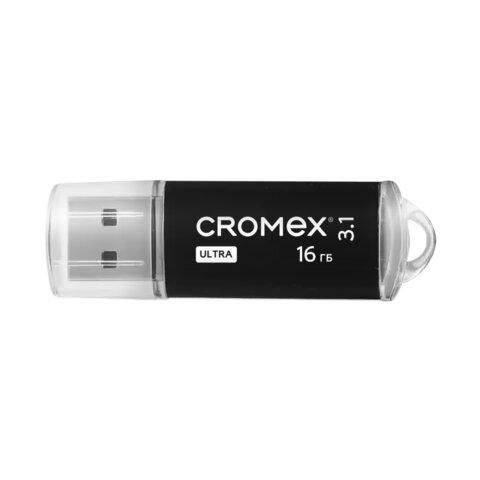 Флеш-диск 16 GB, CROMEX (КРОМЕКС) Ultra USB 3.1, металлический корпус, черный, 514162