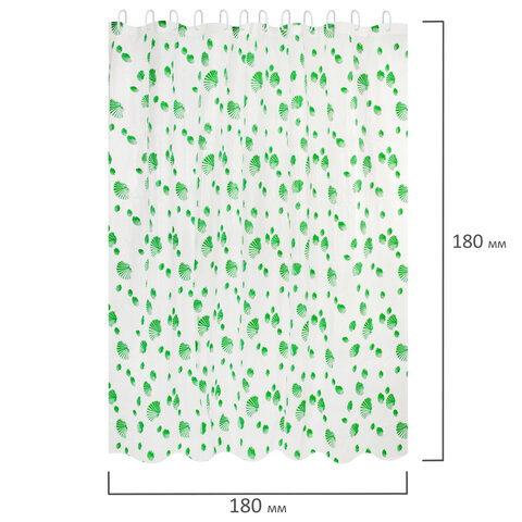 Шторка для ванной PEVA, 180х180 см, кольца в комплекте, 3 дизайна ассорти, МОРЕ, WBZ (ВБЗ), 700069