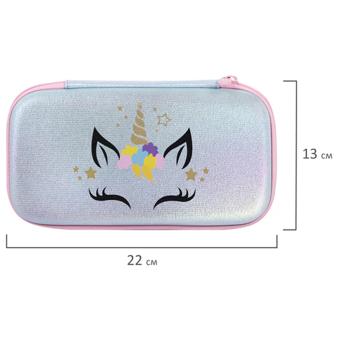 Пенал BRAUBERG SHINY, 1 отделение, 1 откидная планка, EVA, 22х13х4 см, "Unicorn", 271555