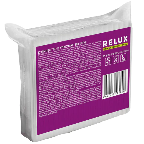 Ватные палочки 100 шт., RELUX, пакет, 1205