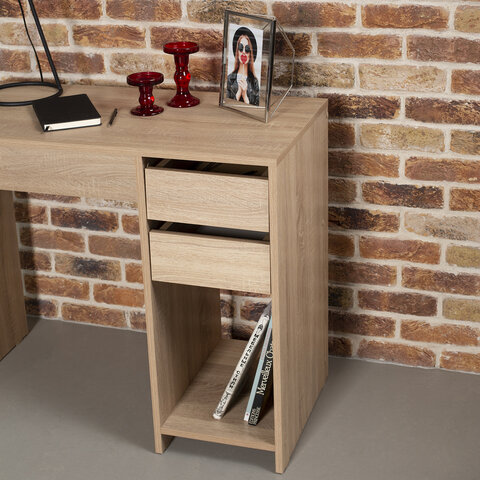 Стол письменный/компьютерный BRABIX "Scandi CD-017", 900х450х750 мм, 2 ящика, дуб сонома, 641895, ЦБ013706-2