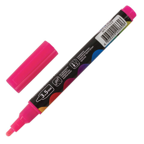 Маркер меловой "POP-ART" РОЗОВЫЙ, 3,5 мм, стираемый, для гладких поверхностей, BRAUBERG, 151522