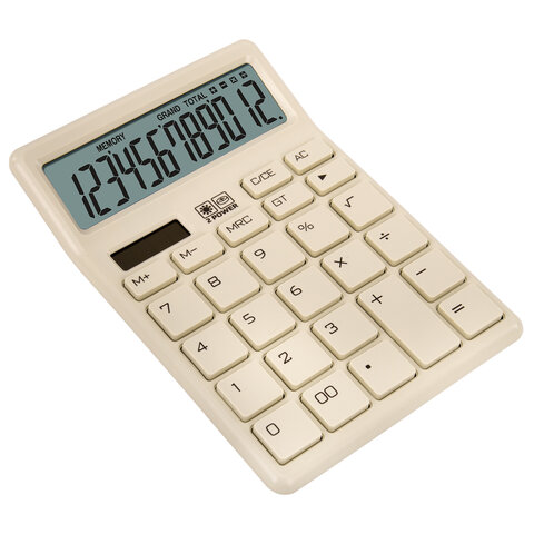 Калькулятор настольный BRAUBERG CH-12-BG (153х103 мм), 12 разрядов, двойное питание, бежевый, 272960