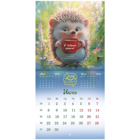 Календарь настенный перекидной 2026 г., BRAUBERG, 12 листов, 21,4х21,4 см, МИНИ, "Magic animals", 116943