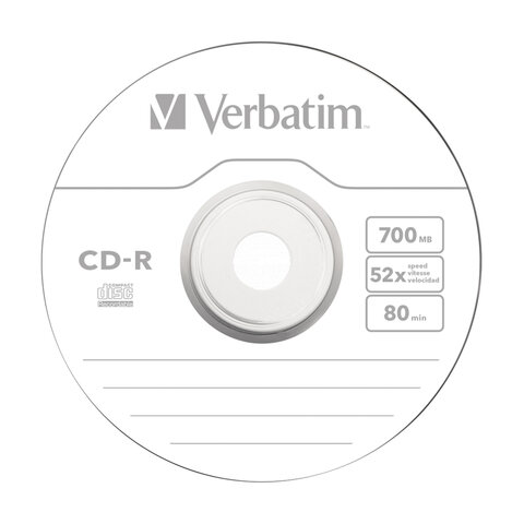 Диски CD-R VERBATIM DataLife, 700 Мб 52x Bulk (термоусадка без шпиля), КОМПЛЕКТ 50 шт., 43787