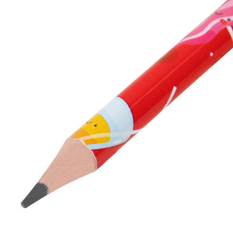 Карандаш чернографитный с принтом BRAUBERG KIDS "FOOD", 1 шт., HB, с ластиком, корпус ассорти, 182018
