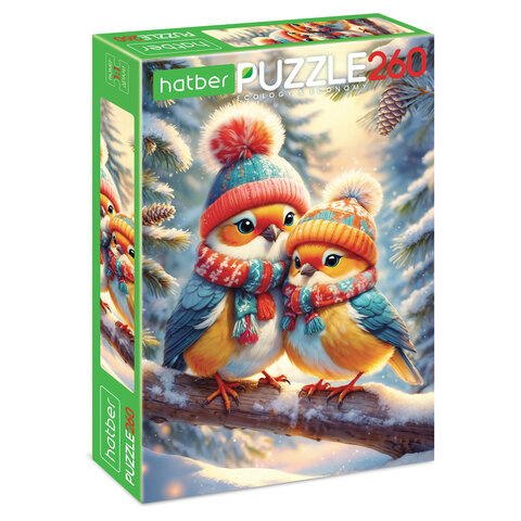Пазл картонный "ЗИМНИЕ РАДОСТИ " 260 элементов АССОРТИ, 220х330 мм, HATBER