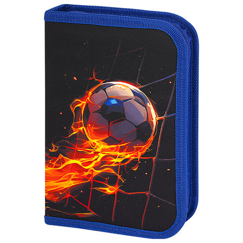 Пенал BRAUBERG, 1 отделение, 2 откидные планки, полиэстер, 21х14 см, "Burning ball", 273529