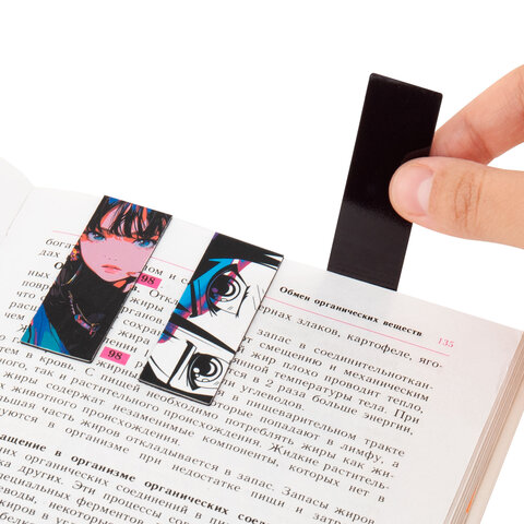 Закладки для книг МАГНИТНЫЕ, "5 ДИЗАЙНОВ МИКС", 6 штук, 60x20 мм, FUNSTER (ФАНСТЕР), 116652