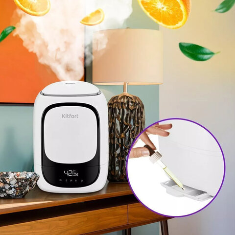Увлажнитель воздуха KITFORT КТ-2878, объем бака 4,8 л, 25 Вт, арома-контейнер, гигрометр, белый