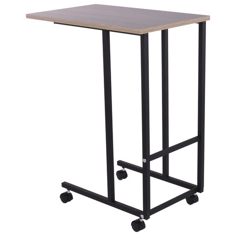 Стол BRABIX "Smart CD-014", 380х600х755 мм, ЛОФТ, на колесах, металл/ЛДСП дуб, каркас черный, 641884