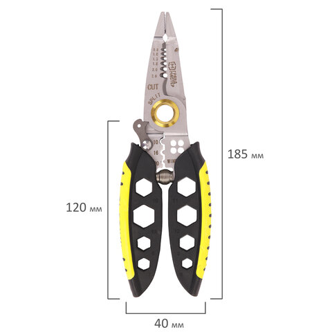Плоскогубцы многофункциональные 25 в 1, 185 мм, нержавеющая сталь AISI420, ГРАНДМАСТЕР, PL-185, 671262