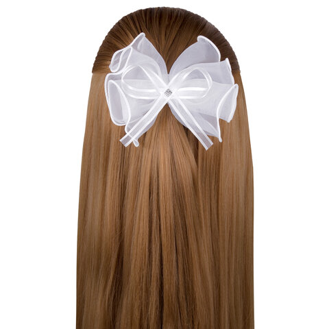 Бант для волос 8х10 см, 10х12 см, 8 см на резинке, белый, АССОРТИ, MONTE VITA (МОНТЕ ВИТА), 457117