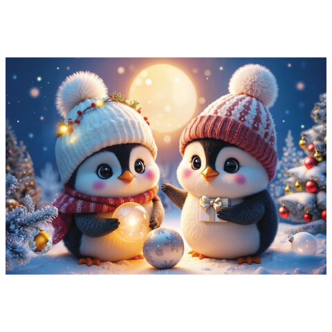 Пазл картонный НОВОГОДНИЙ 260 элементов АССОРТИ, 220х330 мм, HATBER