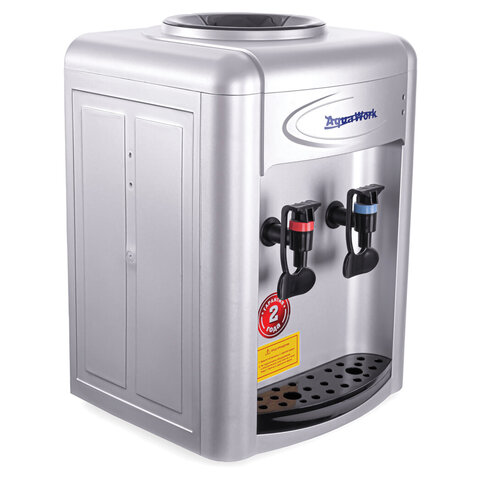 Кулер для воды AQUA WORK 0.7-TDR, настольный, НАГРЕВ/ЭЛЕКТРОННОЕ ОХЛАЖДЕНИЕ, 2 крана, серебро, 24762