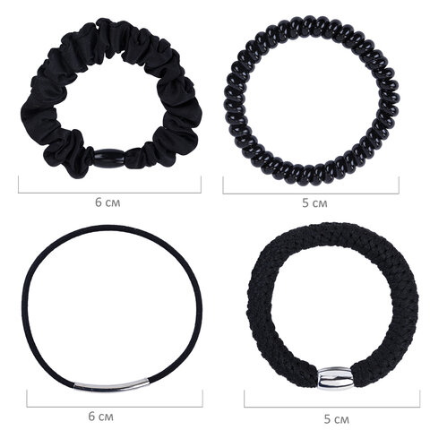 Резинки для волос НАБОР 14 шт., 8 видов форм, чёрный, MONTE VITA (МОНТЕ ВИТА), 457044