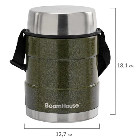 Термос 1,2 л для еды/напитков с широким горлом, BOOMHOUSE (БУМХАУС) RIBBED, контейнер, нержавеющая сталь SUS304, 700323