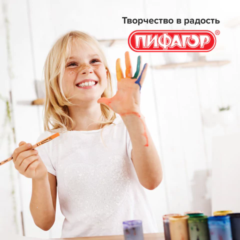 Кисть ПИФАГОР, СИНТЕТИКА, плоская, № 8, деревянная лакированная ручка, пакет с подвесом, 200861