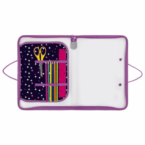 Папка для труда на молнии с ручками ПИФАГОР А4, 1 отделение, пластик, органайзер, "Leapfrog", 273388