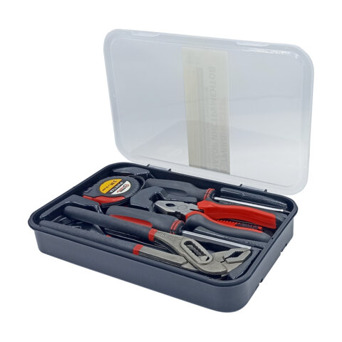 Набор инструментов столярно-слесарный, 9 предметов, пластиковый бокс, ГРАНДМАСТЕР, 671325