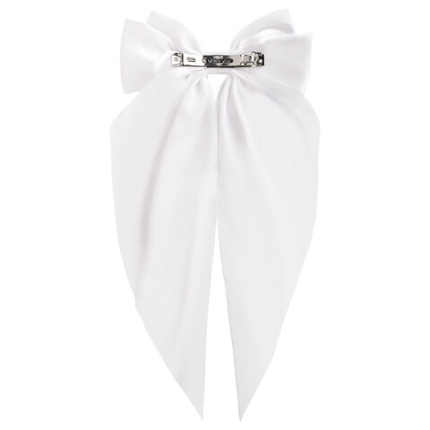 Заколка для волос баретте с бантом и широкими длинными хвостиками, белый, MONTE VITA (МОНТЕ ВИТА), 457114