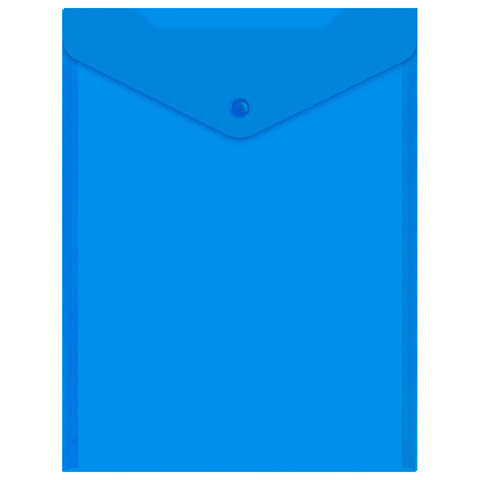 Папка-конверт с кнопкой прозрачная А4 BRAUBERG UNIVERSAL, вертикальная, синяя, 0,15 мм, 273076
