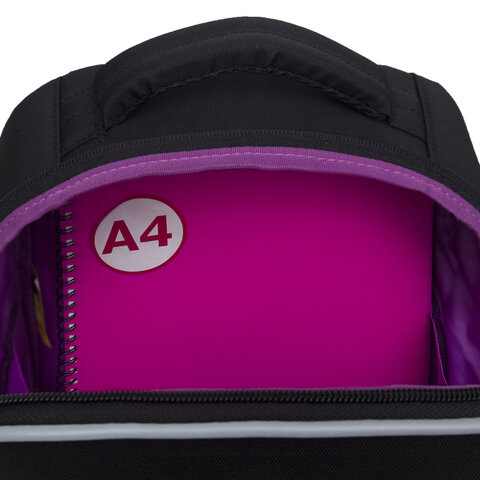 Ранец GRIZZLY анатомическая спинка, облегченный, 1 отделение, для девочек, "UNIQUE", 37х26х16 см, RAw-496-1/2