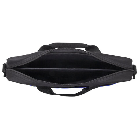 Сумка портфель BRAUBERG PRACTICAL с отделением для ноутбука 15,6", Blue line, черная, 29х40х7 см, 272603