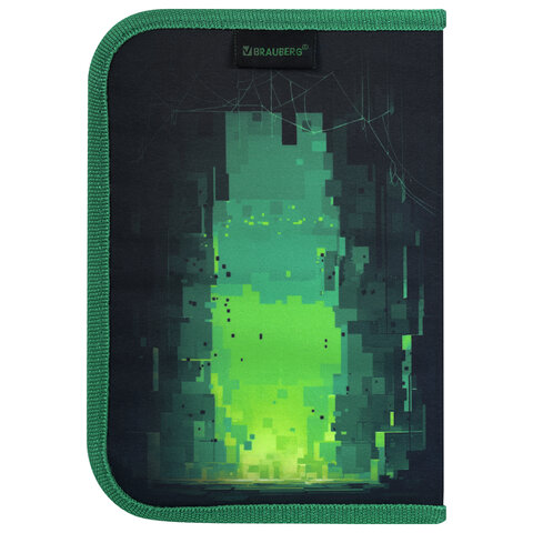 Пенал BRAUBERG, 1 отделение, 2 откидные планки, полиэстер, 21х14 см, "Digital spider", 273528