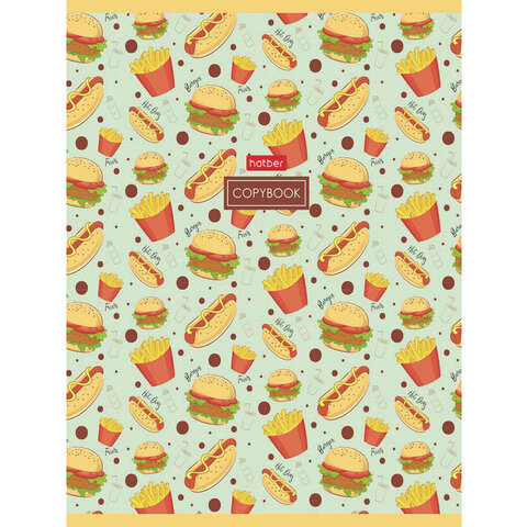 Тетрадь А5, 96 л., HATBER, скоба, клетка, обложка картон, "Good food (микс)", 068343, 96Т5В1