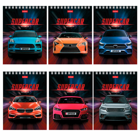 Блокнот МАЛЫЙ ФОРМАТ А6 110х145 мм, 40 л., гребень, лакированная обложка, клетка, HATBER, "Машины", 004666, 40Б6B1гр