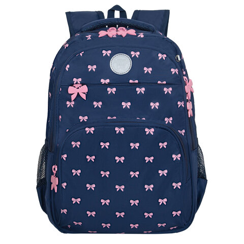 Рюкзак GRIZZLY школьный, анатомическая спинка, 2 отделения, для девочек, "PINK BOWS", 39х30х20 см, RG-568-2/3